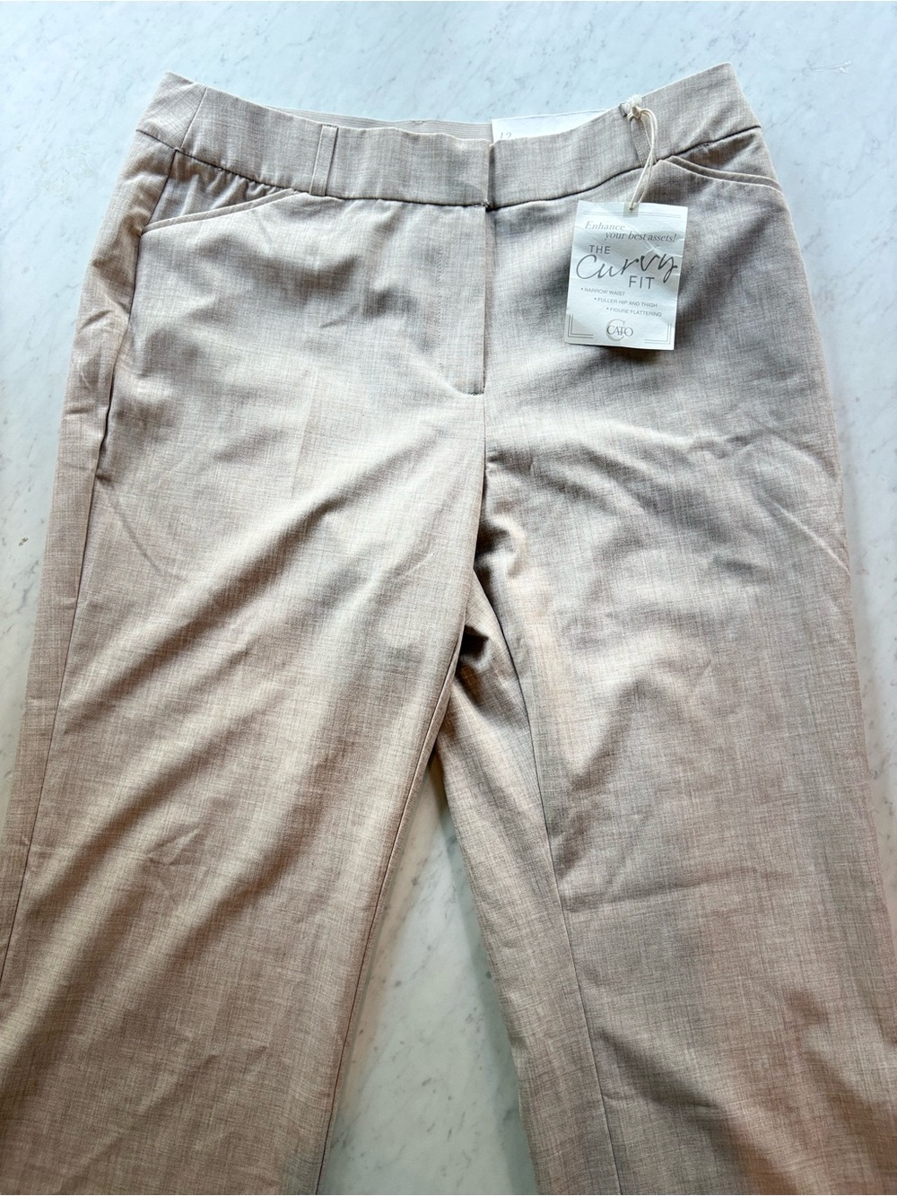 Cato Curvy Fit Dress Pants in Light Taupe size 12
